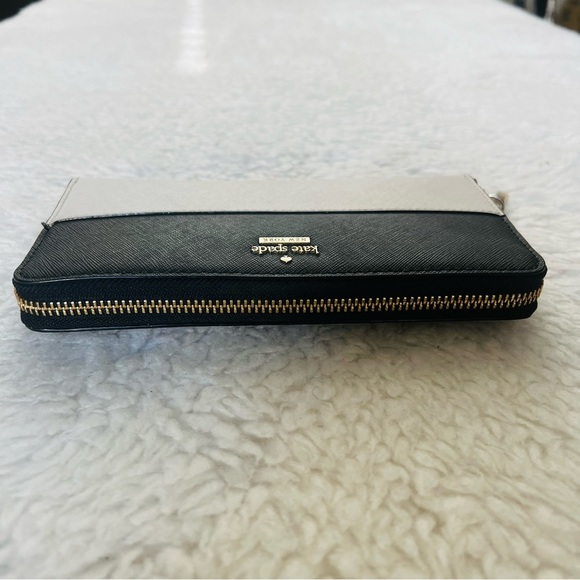 Kate Spade Stacie Color Block Beige/Black Zip Around Long Wallet - Picture 3 of 12